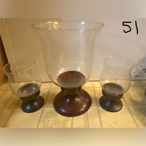 Elegant Bombay Glass Hurricane Candle Holders trio
